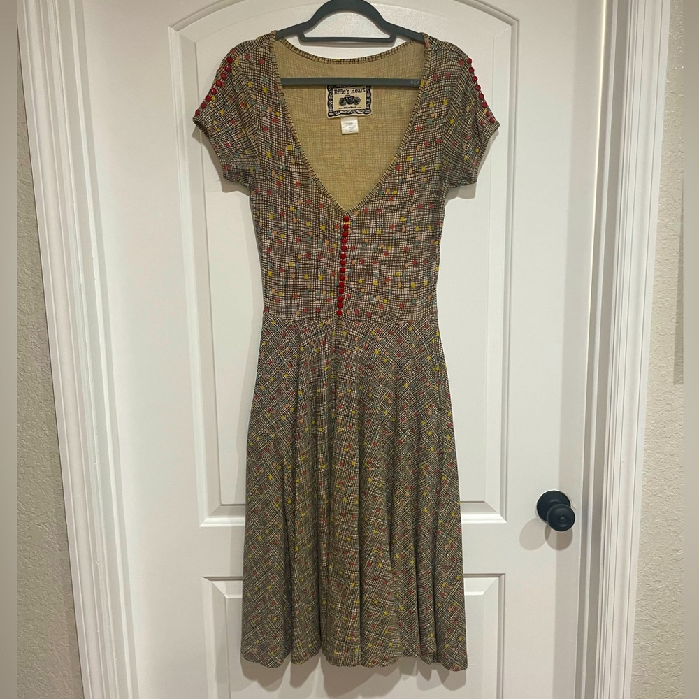 Multicolored polka dot dress, XS
